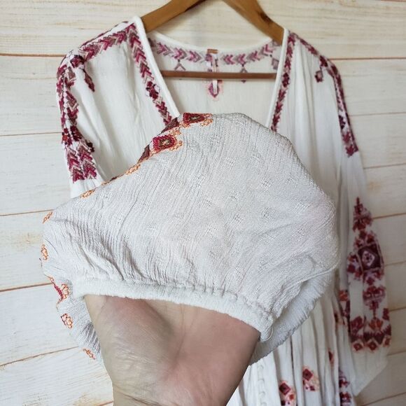 Free People Ariana Embroidered Oversized Tunic Blouse Top Women's Size Small - Picture 10 of 14